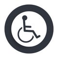 Wheelchair handicap icon flat vector round button clean black and white design concept isolated illustration Royalty Free Stock Photo