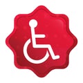 Wheelchair handicap icon misty rose red starburst sticker button Royalty Free Stock Photo