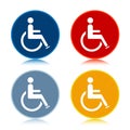 Wheelchair handicap icon trendy flat round buttons set illustration design Royalty Free Stock Photo