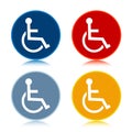 Wheelchair handicap icon trendy flat round buttons set illustration design Royalty Free Stock Photo