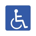 Wheelchair, handicapped or accessibility parking or access sign flat blue vector icon for apps and print Royalty Free Stock Photo