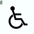 Wheelchair, handicapped, Disabled Handicap or accessibility parking or access sign symbol flat vector icon for apps and print Royalty Free Stock Photo