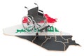 Wheelchair with Iraqi flag. Disability in Iraq concept, 3D rendering