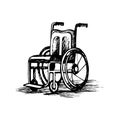 Wheelchair isolated on white background sketch illustration.