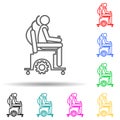 wheelchair multi color style icon. Simple thin line, outline vector of hospital icons for ui and ux, website or mobile application Royalty Free Stock Photo