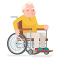 Wheelchair Old Man Character Sit Adult Icon Cartoon Design Vector Illustration