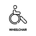 Wheelchair outline icon design style illustration on white background Royalty Free Stock Photo