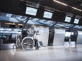 Wheelchair prepare for disability passenger at Airport Airline Check in counter Royalty Free Stock Photo