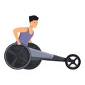 Wheelchair race icon cartoon vector. Disability sport