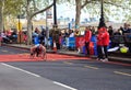Wheelchair racer at 32nd London Marathon Royalty Free Stock Photo