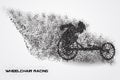 Wheelchair racing of a silhouette from particle.