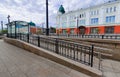 Wheelchair ramp from the stopping complex in Omsk-city. Russia