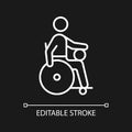 Wheelchair rugby white linear icon for dark theme