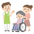 Wheelchair senior woman and young care staff