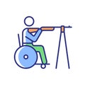 Wheelchair shooting RGB color icon Royalty Free Stock Photo