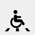 Wheelchair sign vector icon. Disabled person icon. Human on wheelchair sign. Patient transportation symbol