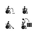 Wheelchair sports black glyph icons set on white space Royalty Free Stock Photo