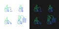 Wheelchair sports gradient icons set for dark and light mode