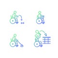 Wheelchair sports gradient linear vector icons set Royalty Free Stock Photo