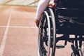 Wheelchair sportsmen on track. wheelchair sportsmen is ready Royalty Free Stock Photo