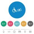 Wheelchair and visually impaired symbols flat round icons