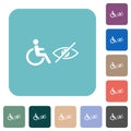 Wheelchair and visually impaired symbols rounded square flat icons