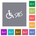 Wheelchair and visually impaired symbols square flat icons