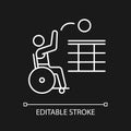 Wheelchair volleyball white linear icon for dark theme Royalty Free Stock Photo