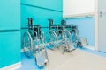 Wheelchairs arranged in the hospital