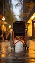 Wheelchairs empty seat and pavement symbol portray accessibility, a silent promise upheld Royalty Free Stock Photo
