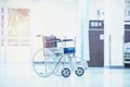 Wheelchairs in the hospital ,close up view of empty wheelchair