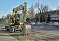 Wheeled excavator prepared for work