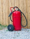 Wheeled fire extinguisher outdoor Royalty Free Stock Photo