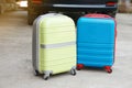 Wheeled luggage. Baggage. Trolley travel bags. Suitcase bags for travelling. Royalty Free Stock Photo