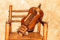 The wheeled lyre is a frictional stringed musical instrument Royalty Free Stock Photo