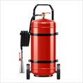 Wheeled Type Dry Powder Fire Extinguisher isolated on white background. Portable fire extinguishing equipment from fire department Royalty Free Stock Photo