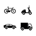 Wheeled Vehicles Transport. Simple Related Vector Icons