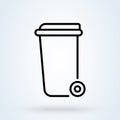 Wheelie bin line Simple vector modern icon design illustration