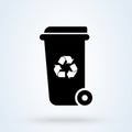 Wheelie bin recycle Simple vector modern icon design illustration