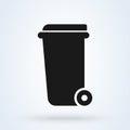 Wheelie bin Simple vector modern icon design illustration