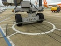 The wheels of an airbridge at Gatwick Airport in Sussex