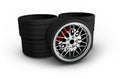 Wheels with alloy rims - 3d render Royalty Free Stock Photo