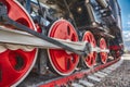 wheels of an ancient locomotive