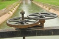 Wheels and cogs for floodgate controlling in canal