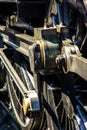 Wheels and connecting rods of British Railways steam locomotive