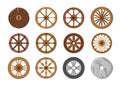 Wheels Evolution from Old Primitive Stone Ring and Ancient Wooden to Modern Transport Wheel. Transportation Invention