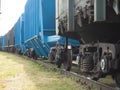 Wheels of a freight train close-up