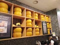 Wheels of Grana Padano cheese