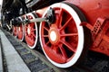 Wheels of the old locomotive and the elements of the drive Royalty Free Stock Photo