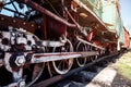 The wheels of the old locomotive